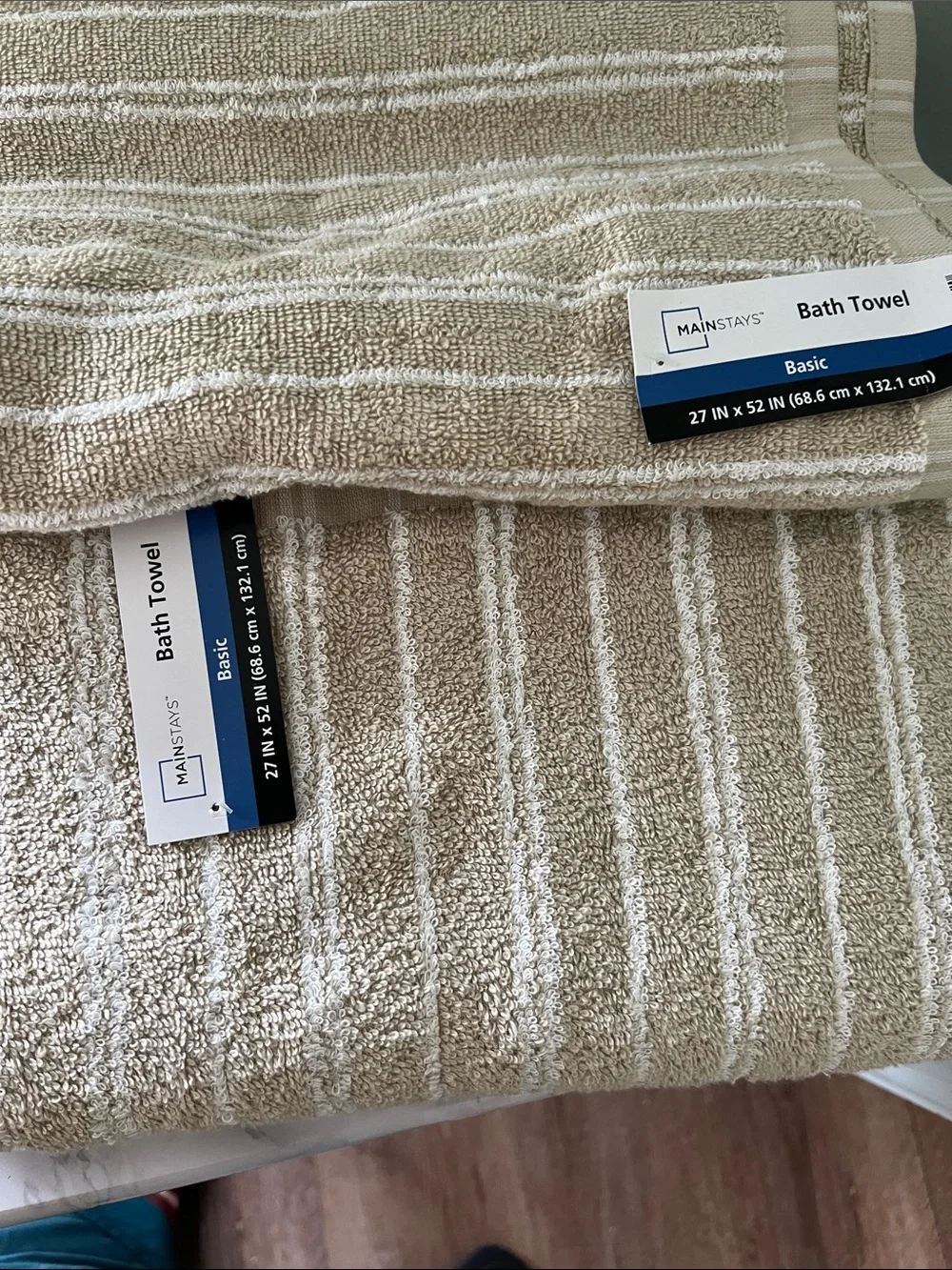 Mainstays Cream Striped  2 piece Bath Towel - Soft Absorbent
